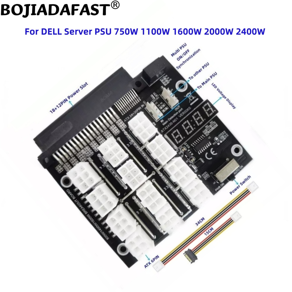 12 Ports PCI-E 6Pin Connector  - đánh giá và giá 2400W Server Psu Breakout Board