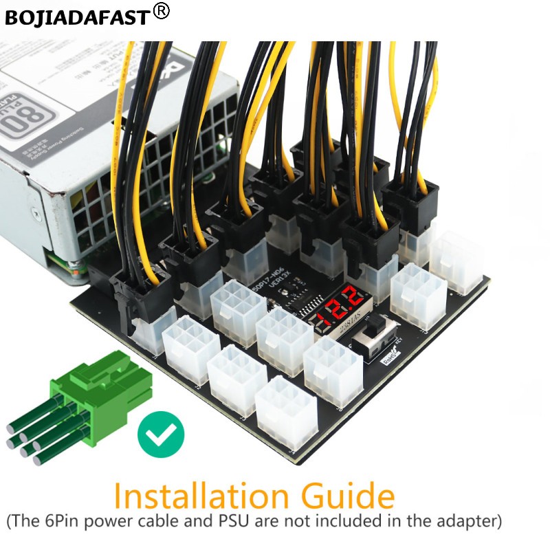 17 Ports PCIe 6Pin Connector S - đánh giá và giá 2400W Server Psu Breakout Board