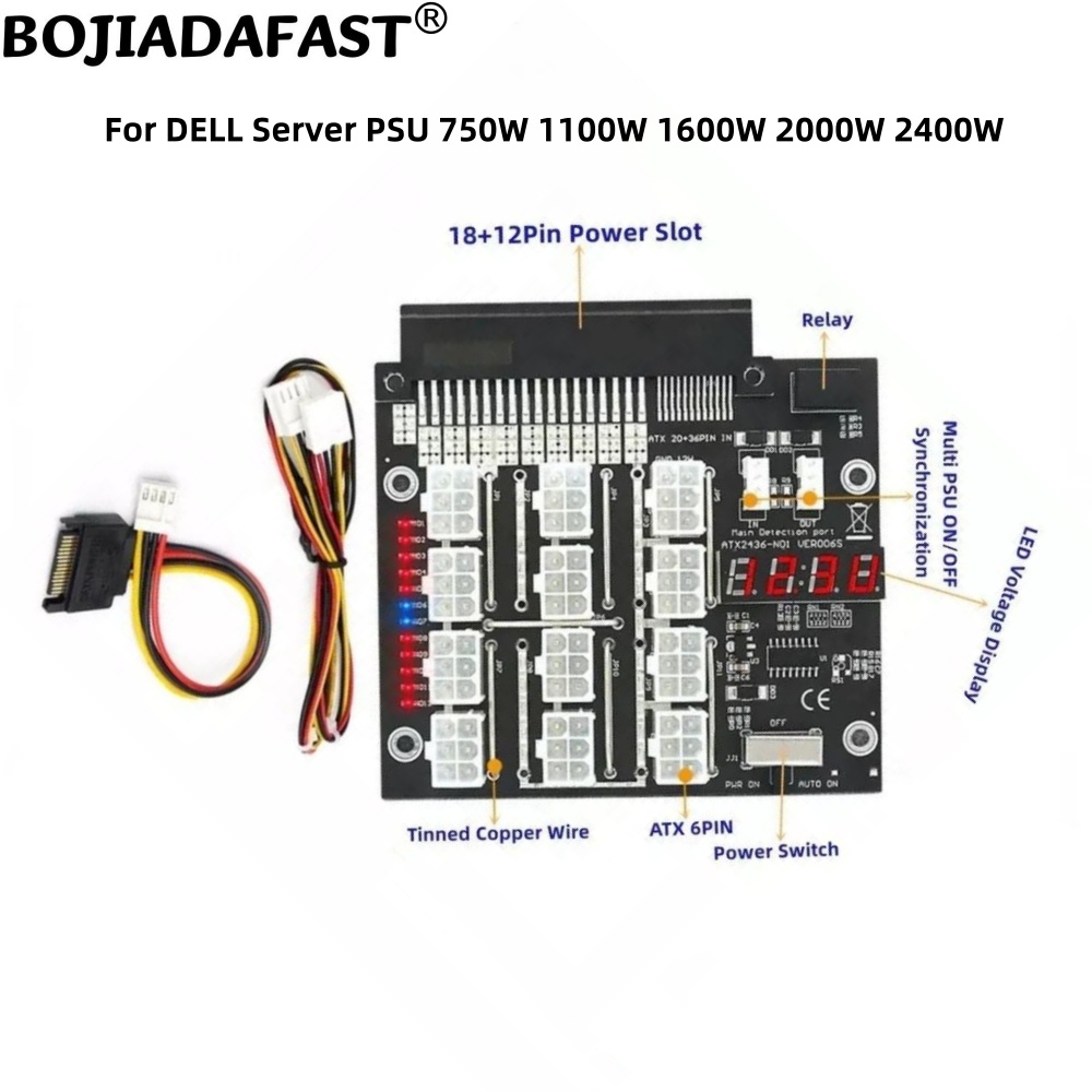 12 Ports PCIe 6Pin Connector B - đánh giá và giá 2400W Server Psu Breakout Board