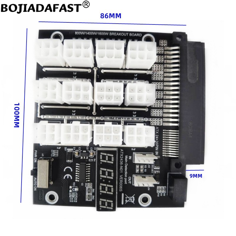 12 Ports PCIe 6Pin Connector B - đánh giá và giá 2400W Server Psu Breakout Board