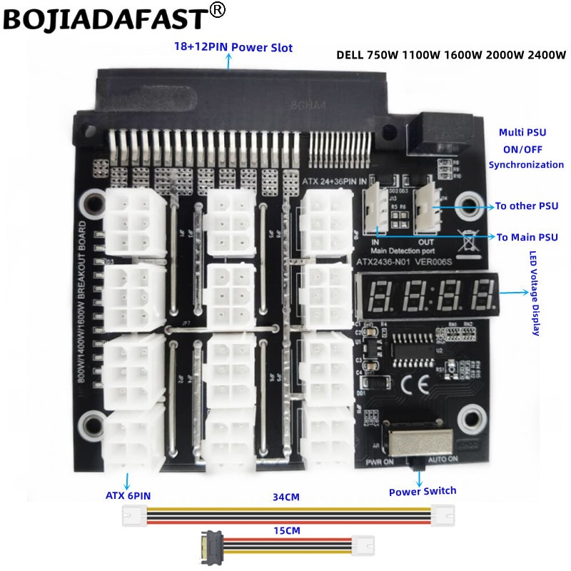 12 * PCI-E 6Pin Connector Brea - đánh giá và giá 2400W Server Psu Breakout Board